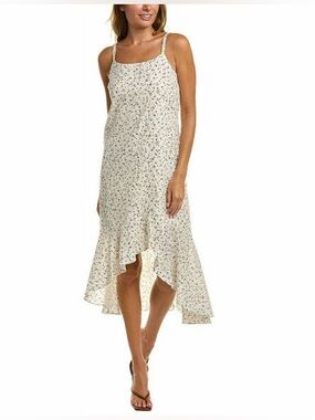 white ruffled high-low dress Island Oasis 
Vince Camuto asymmetrical floral M